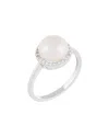 Splendid Pearls & Czs Silver 8.5-9mm Freshwater Pearl & Cz Ring