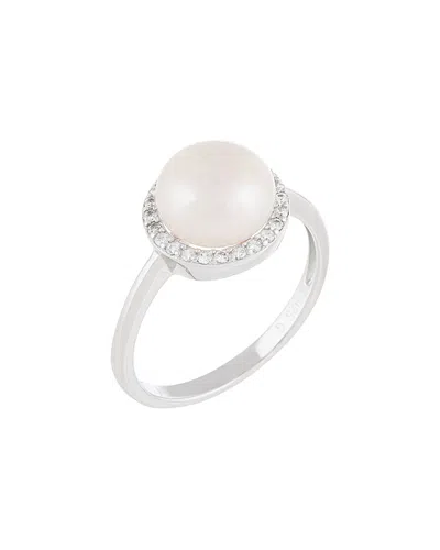 Splendid Pearls & Czs Silver 8.5-9mm Freshwater Pearl & Cz Ring
