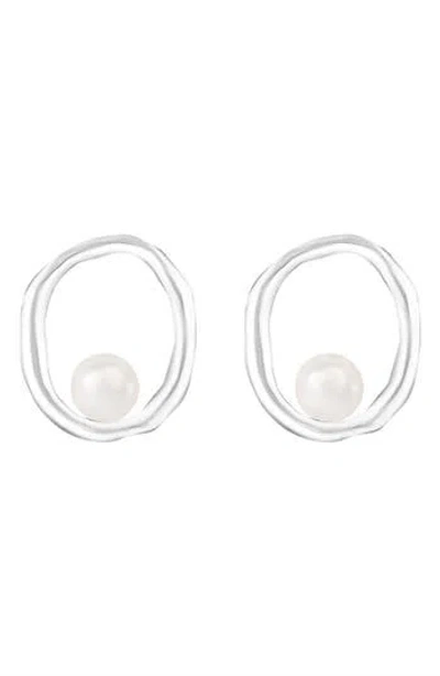 Splendid Pearls Cultured Pearl Loop Stud Earrings In White