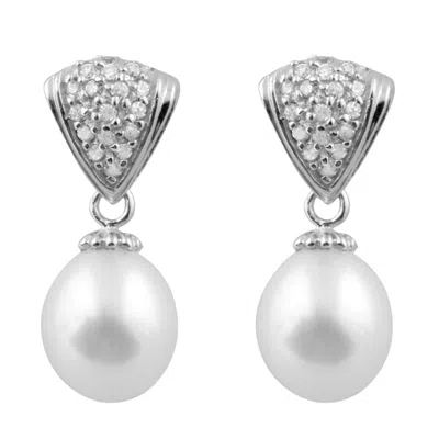 Splendid Pearls Plated 7-7.5mm Pearl Drop Earrings In White