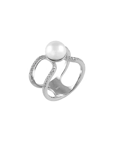 Splendid Pearls Dnu 0 Units Sold  Silver 9-9.5mm Freshwater Pearl & Cz Ring