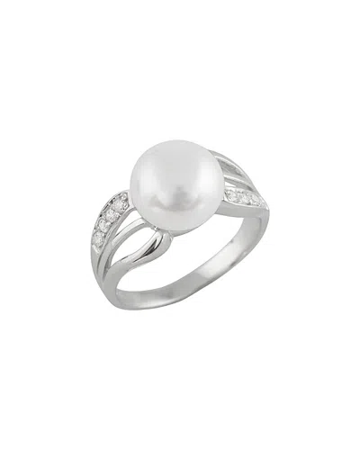 Splendid Pearls Dnu 0 Units Sold  Silver 9-9.5mm Pearl & Cz Ring