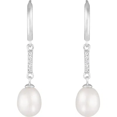 Splendid Pearls Freshwater Pearl Drop Earrings In White
