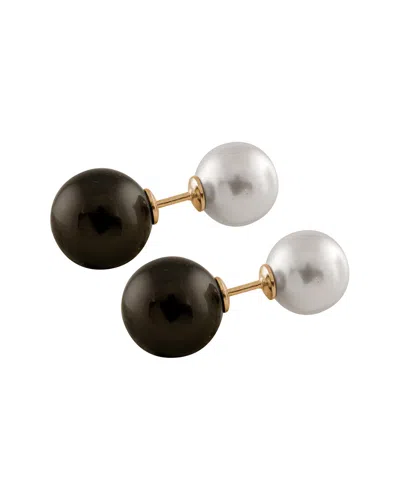 SPLENDID PEARLS SPLENDID PEARLS GOLD OVER SILVER 10-14MM SHELL PEARL EARRINGS