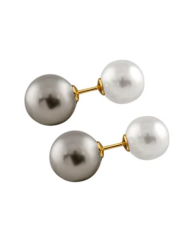 Splendid Pearls Gold Over Silver 10-14mm Shell Pearl Earrings In Metallic