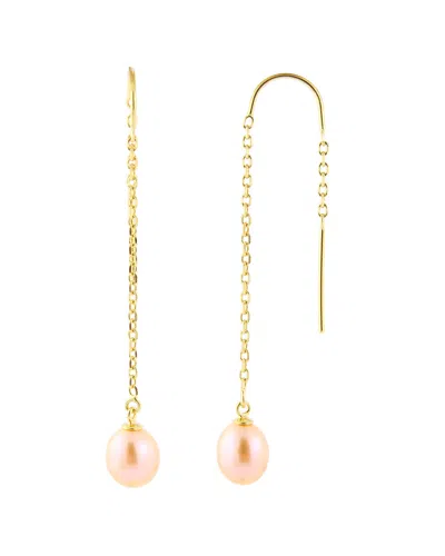 Splendid Pearls Gold Over Silver 7-8mm Pearl Earrings