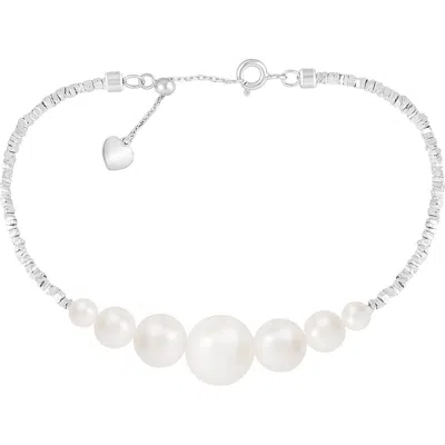 Splendid Pearls Graduated Freshwater Pearl Chain Bracelet In White