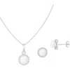 Splendid Pearls Halo Freshwater Pearl Pendant Necklace & Stud Earrings Set In White