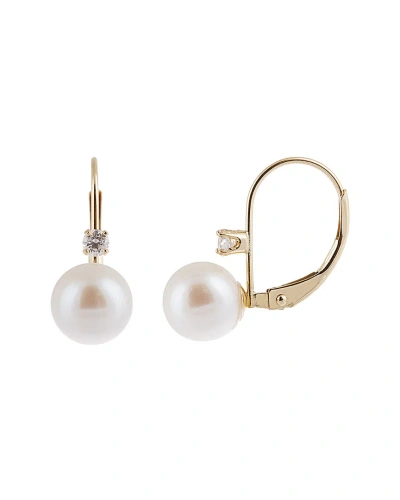 Splendid Pearls Masako 14k 0.10 Ct. Tw. Diamond & 7-8mm Akoya Pearl Earrings