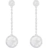 Splendid Pearls Silver 7x7mm Pearl Cz Earrings In White
