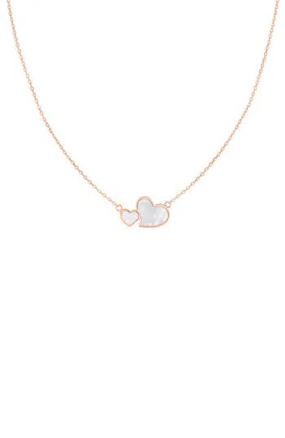Splendid Pearls Mother Of Pearl Double Heart Necklace In White