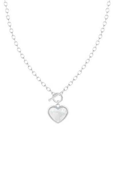 Splendid Pearls Mother Of Pearl Shell Heart Pendant Necklace In White