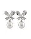 Splendid Pearls Plated 4-9mm Freshwater Pearl Bow Shaped Drop Earrings