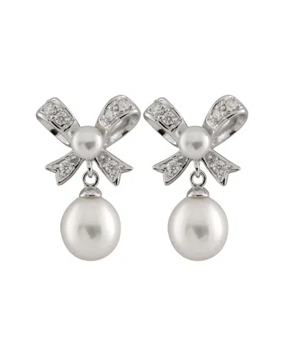 Splendid Pearls Plated 4-9mm Freshwater Pearl Bow Shaped Drop Earrings