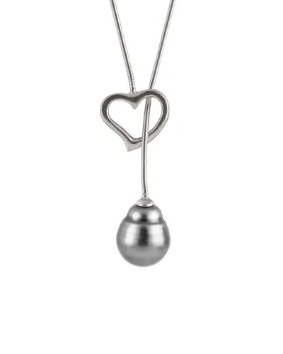 Splendid Pearls Plated 9-10mm Freshwater Pearl Heart Necklace In Metallic