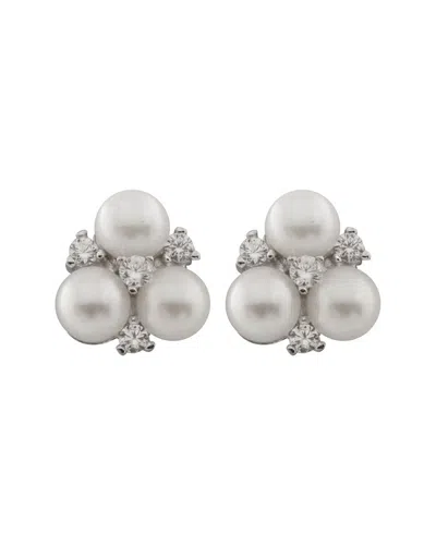 Splendid Pearls Plated Silver 5-5.5mm Freshwater Pearl Earrings In Metallic