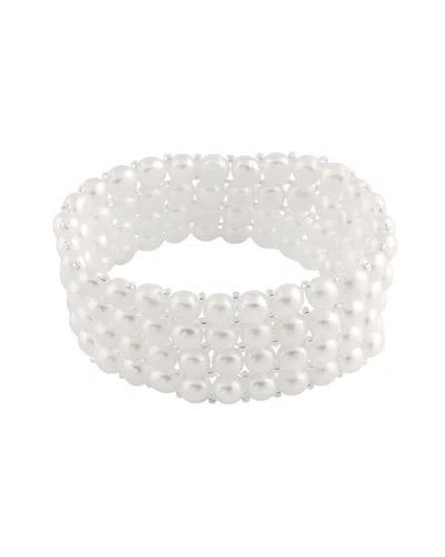 Splendid Pearls Plated Silver 6-7mm Freshwater Pearl Stretch Bracelet