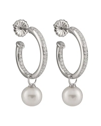 Splendid Pearls Plated Silver 7.5-8mm Freshwater Pearl Drop Earrings