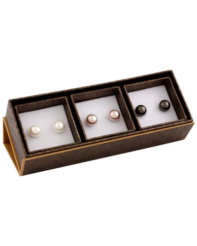Splendid Pearls Plated Silver 8-8.5mm Freshwater Pearl Drop Earrings In Multi