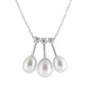 Splendid Pearls Rhodium Over Silver 6.5-8mm Pearl Pendant