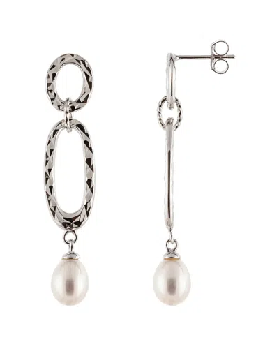 Splendid Pearls Rhodium Over Silver 7-8mm Pearl Earrings