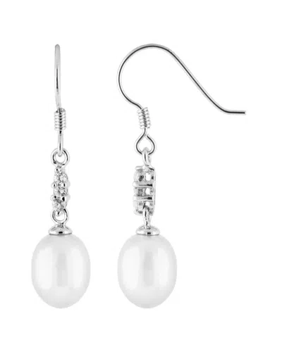 Splendid Pearls Rhodium Over Silver 7.5-8mm Pearl Earrings