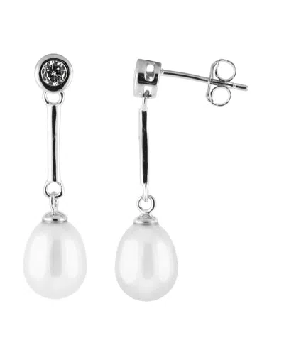 Splendid Pearls Rhodium Over Silver 7.5-8mm Pearl Earrings