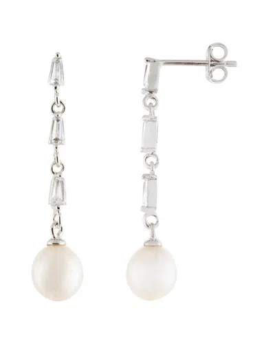 Splendid Pearls Rhodium Over Silver 7.5-9mm Pearl Earrings