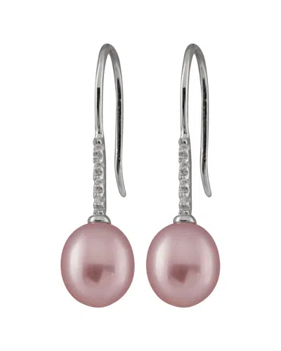 Splendid Pearls Rhodium Over Silver 7-7.5mm Pearl Earrings