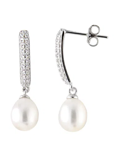 Splendid Pearls Rhodium Over Silver 7-8mm Pearl Earrings