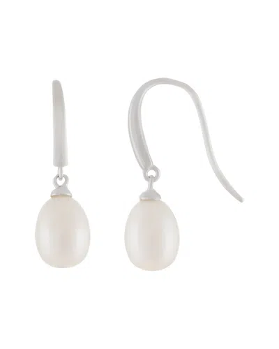 Splendid Pearls Silver 8-8.5mm Freshwater Pearl Earrings In White