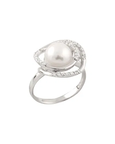 Splendid Pearls Rhodium Over Silver 8.5-9mm Pearl Ring