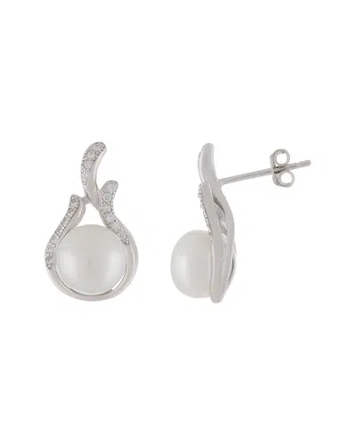 Splendid Pearls Rhodium Over Silver 8-9mm Pearl Earrings