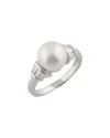 Splendid Pearls Rhodium Over Silver 9-9.5mm Pearl Ring