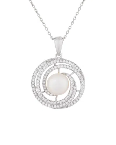 Splendid Pearls Rhodium Over Silver 9-10mm Pearl Pendant