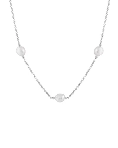 Splendid Pearls Rhodium Plated 10-11mm Pearl Necklace In Metallic