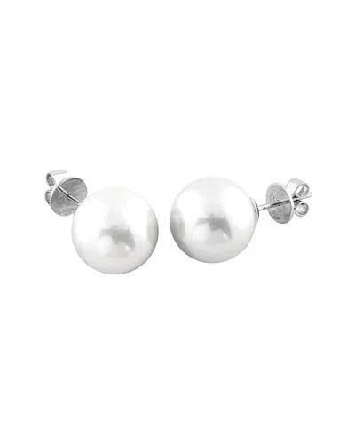Splendid Pearls Rhodium Plated 14-15mm Pearl Earrings In Metallic