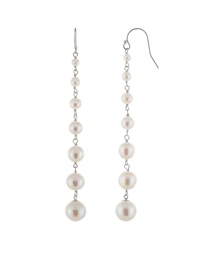 Splendid Pearls Rhodium Plated 3-9mm Pearl Earrings