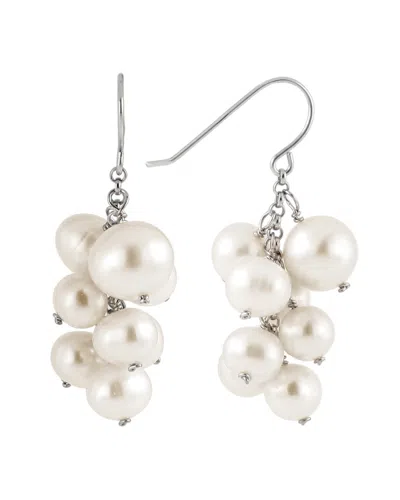 Splendid Pearls Rhodium Plated 5-8mm Freshwater Pearl Earrings In White