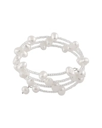 Splendid Pearls Rhodium Plated 6-7mm Freshwater Pearl Bracelet
