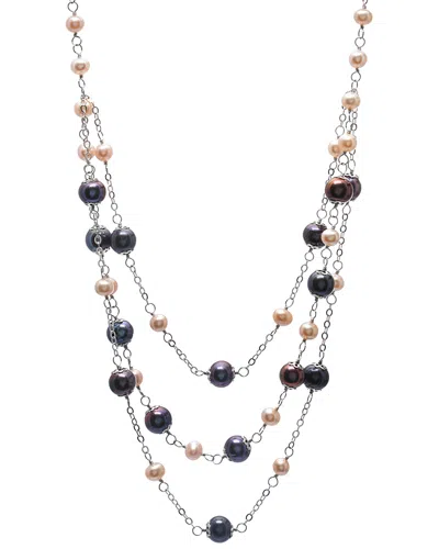 Splendid Pearls Rhodium Plated 6-9mm Freshwater Pearl Necklace
