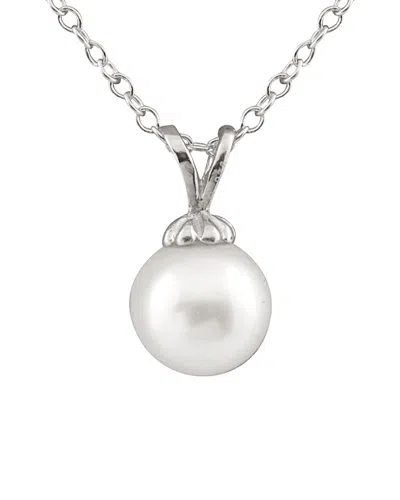 Splendid Pearls Rhodium Plated 6.5-7mm Pearl Necklace In Metallic