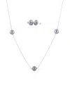 Splendid Pearls Rhodium Plated 7-8mm Freshwater Pearl Necklace & Earrings Set