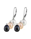 Splendid Pearls Rhodium Plated 7-8mm Pearl Interchangeable Earrings