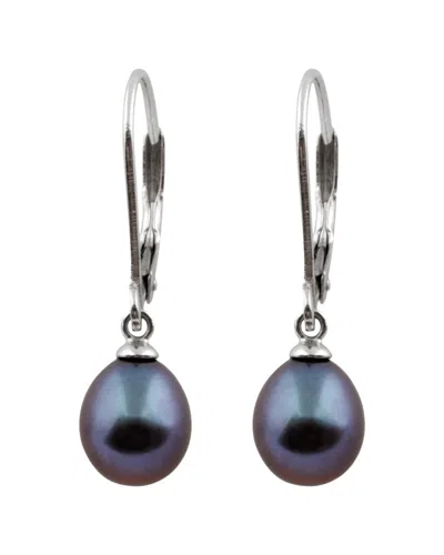 Splendid Pearls Rhodium Plated 7.5-8mm Freshwater Pearl Drop Earrings