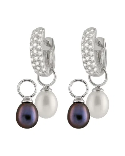 Splendid Pearls Rhodium Plated 7.5-8mm Freshwater Pearl Drop Earrings