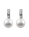 Splendid Pearls Rhodium Plated 7.5-8mm Freshwater Pearl Drop Earrings