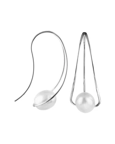 Splendid Pearls Rhodium Plated 7.5-8mm Freshwater Pearl Earrings