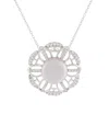 Splendid Pearls Rhodium Plated 7.5-8mm Pearl & Cz Necklace