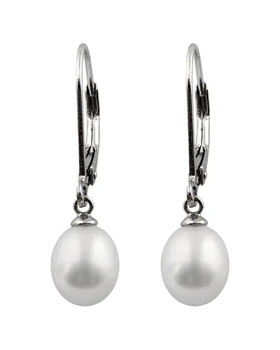 Splendid Pearls Rhodium Plated 7.5-8mm Pearl Earrings